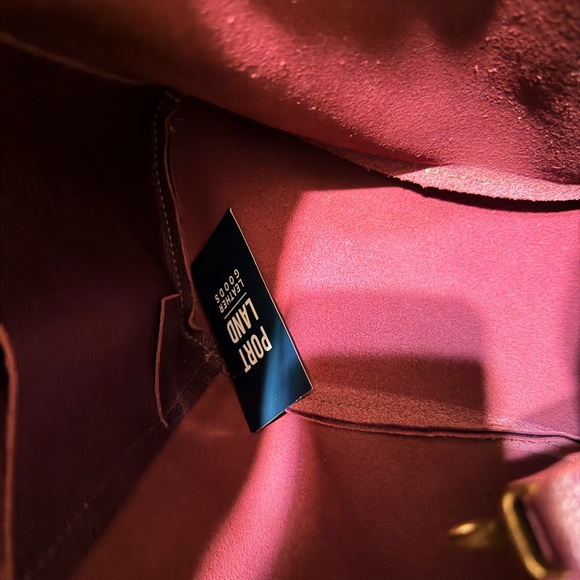 NWOT Portland Leather Good Butterfly Bucket Bag Dark Purple - Picture 4 of 8